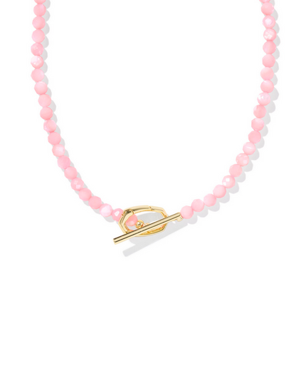 Kendra Scott Sylvia Strand Necklace Gold Pink Chalcedony