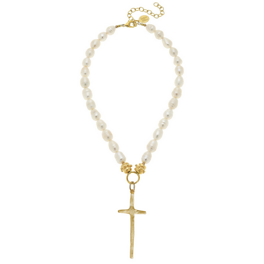 Susan Shaw Elongated Cross Pearl