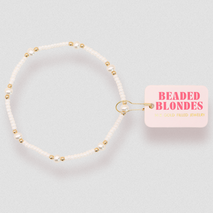 Beaded Blondes Luster White Pearl Anklet