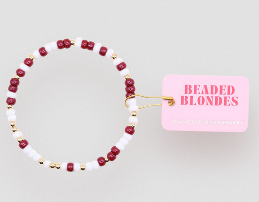 Beaded Blondes Maroon & White Sprinkle Bracelet