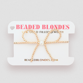Beaded Blondes Gold Bow Bracelet  Standard 6.75in