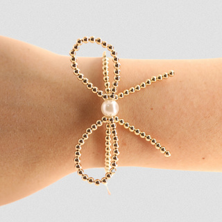 Beaded Blondes Gold Bow Bracelet  Standard 6.75in