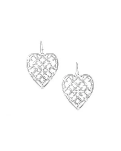 Natalie Wood Adorned Heart Drop Earrings Silver