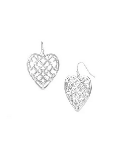 Natalie Wood Adorned Heart Drop Earrings Silver