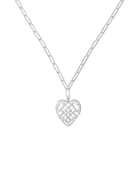 Natalie Wood Adorned Heart Pendant Necklace Silver