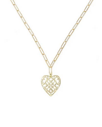 Natalie Wood Adorned Heart Pendant Necklace Gold