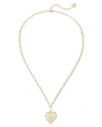Natalie Wood Adorned Heart Pendant Necklace Gold