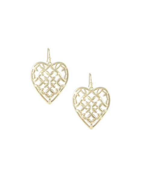 Natalie Wood Adorned Heart Drop Earrings Gold