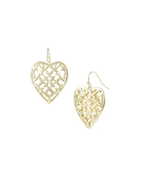 Natalie Wood Adorned Heart Drop Earrings Gold
