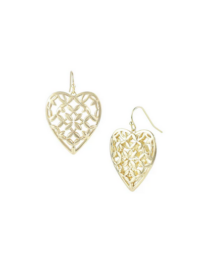 Natalie Wood Adorned Heart Drop Earrings Gold