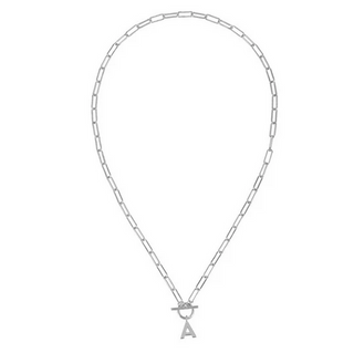 Natalie Wood Initial Toggle Necklace Silver