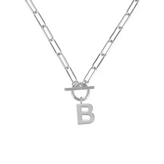Natalie Wood Initial Toggle Necklace Silver
