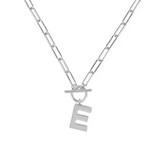 Natalie Wood Initial Toggle Necklace Silver