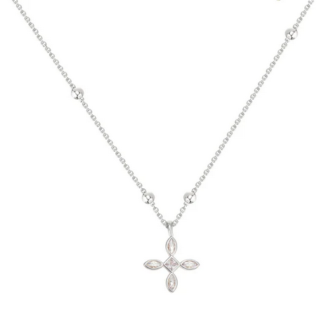 Natalie Wood Radiant Cross Drop Necklace Silver