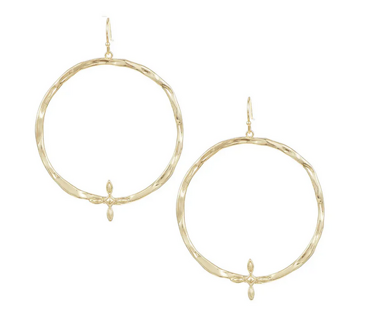 Natalie Wood Radiant Cross Hoop Earrings  Gold