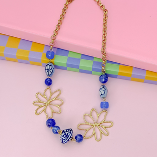 Treasure Jewels Blue Bloom Necklace