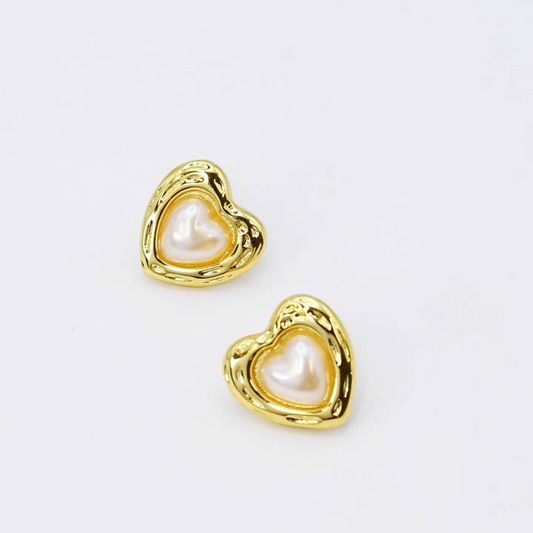 Treasure Jewels Love Pearl Gold Stud Earring