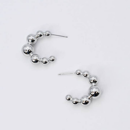 Treasure Jewels Silver Bubble Hoop Earrings