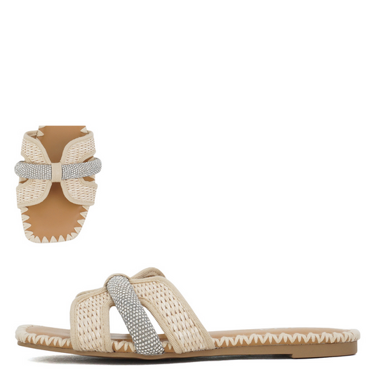 Kalani  Raffia & Rhinestone Slide