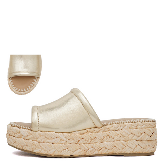 Monte Gold Raffia Wedge