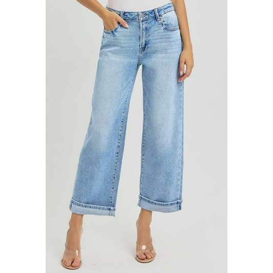 Mid Rise Ankle Boyfrien Cuff Denim