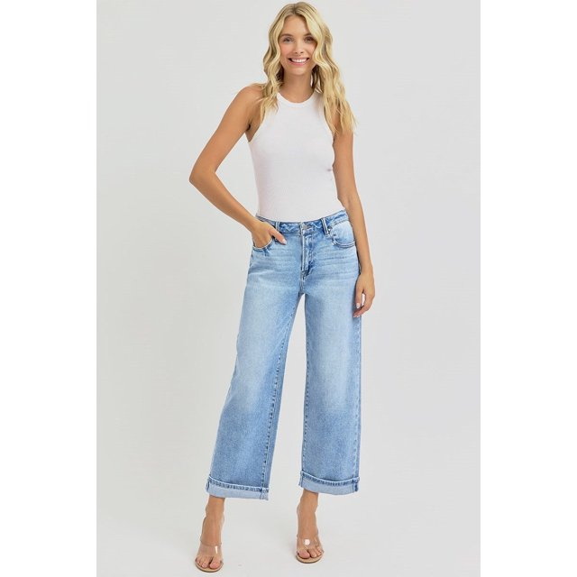 Mid Rise Ankle Boyfrien Cuff Denim