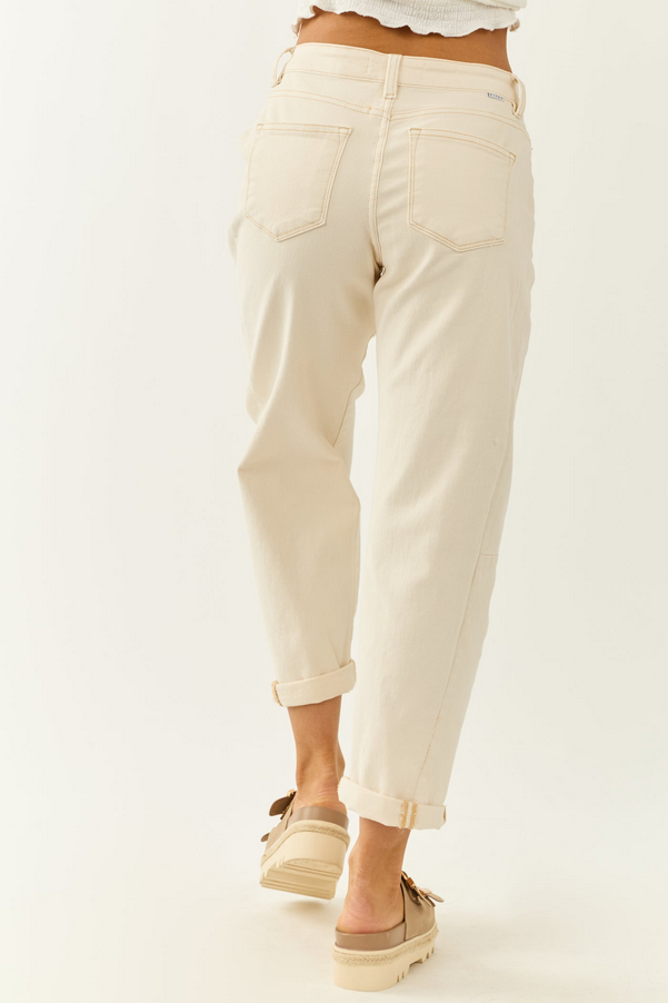 Risen Almond High Rise Barrel Pants