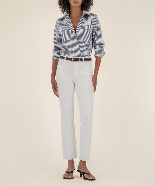 Kut Kelsey HR White Ankle Flare Denim