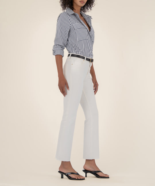 Kut Kelsey HR White Ankle Flare Denim