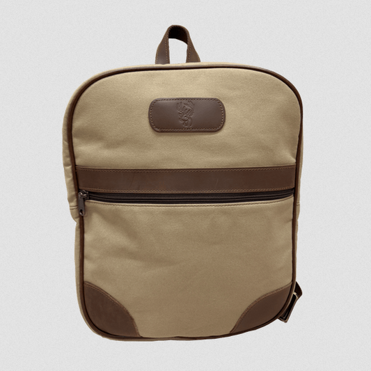 JH Backpack Oiled Leather Khaki Canvas