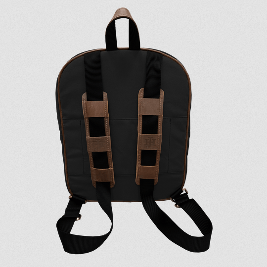 JH Backpack Oiled Leather Black Canvas