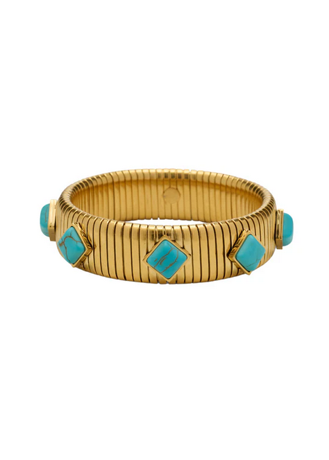Hjane Turquoise Tube Bracelet Gold