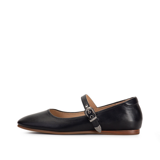 Yellow Box Collin Black Buckle Flat