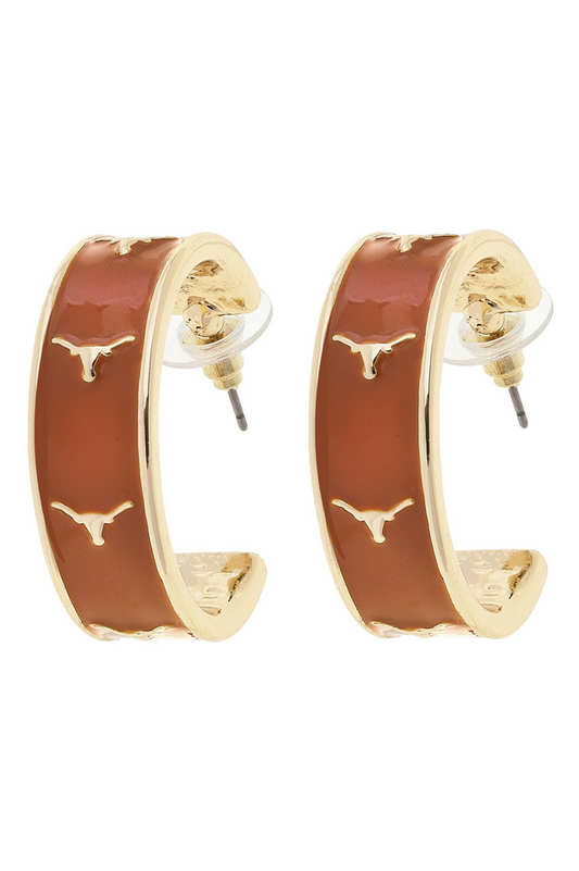 Texas Longhorns Enamel Logo Hoop Earrings