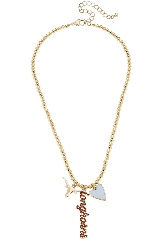 Texas Longhorns Ball Bead Charm Necklace