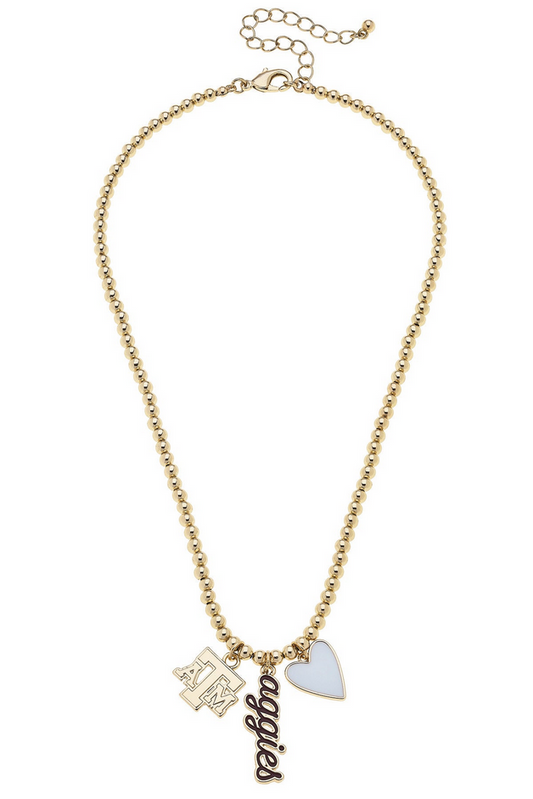 Texas A&M Aggies Ball Bead Charm Necklace
