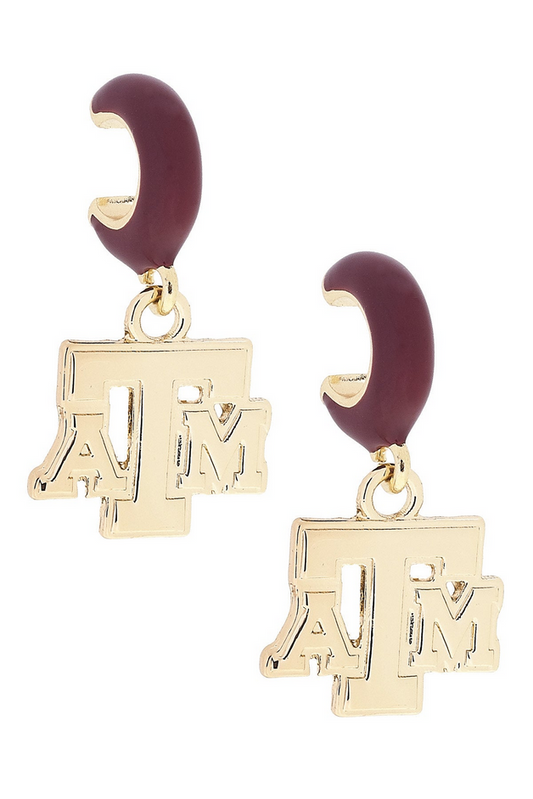 Texas A&M Aggies Logo Huggie Hoop Earrings