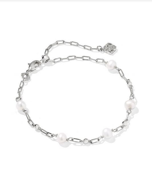 Kendra Scott Ashton Silver freshwater pearl Delicate Chain Bracelet