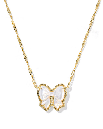 Kendra Scott Haley Gold Ivory MOP Bow Short Pendant Necklace