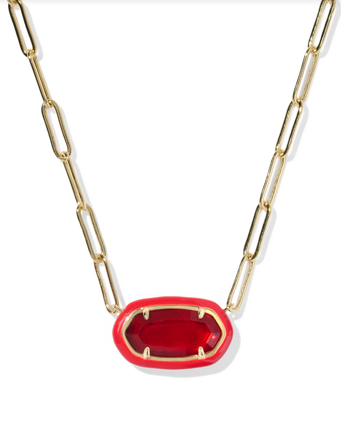 Kendra Scott Elisa Enamel Frm Prclp Nck Gold Red Illusion