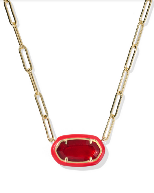 Kendra Scott Elisa Enamel Frm Prclp Nck Gold Red Illusion
