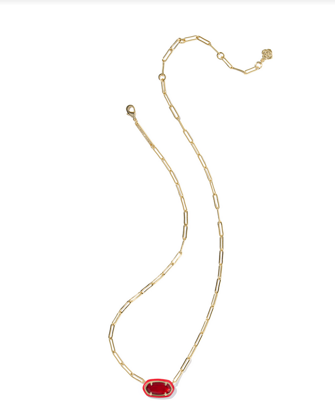 Kendra Scott Elisa Enamel Frm Prclp Nck Gold Red Illusion