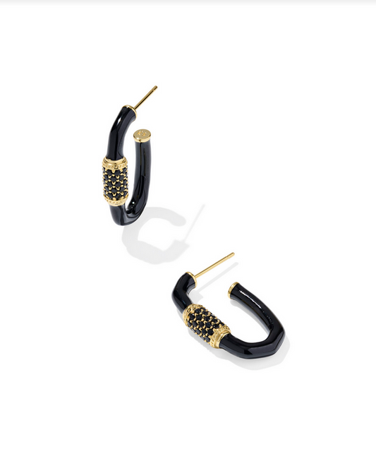 Kendra ScottEmery Enamel Hoop Earring Gold/Black Mix