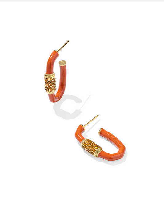 Kendra Scott Emery Enamel Hoop Ear Gold Orange Mix