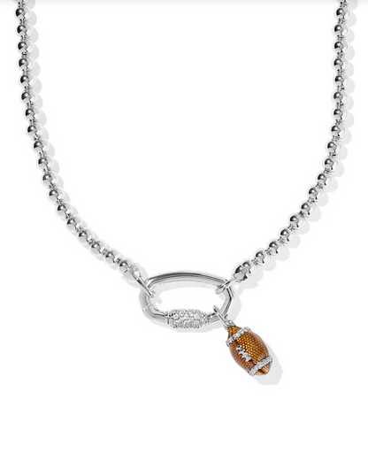 Kendra Scott Football Metal Strnd Nck Rhod Metal White CZ