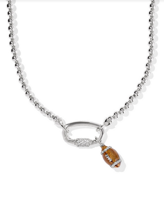 Kendra Scott Football Metal Strnd Nck Rhod Metal White CZ