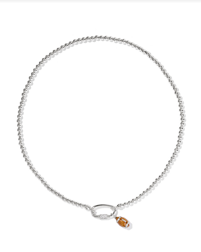 Kendra Scott Football Metal Strnd Nck Rhod Metal White CZ
