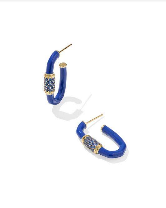 Kendra Scott Emery Enamel Hoop Ear Gold Cobalt Mix