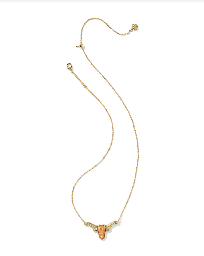 Kendra Scott Longhorn Short Pndt Nck Gold Vrgtd Orange Mgnst