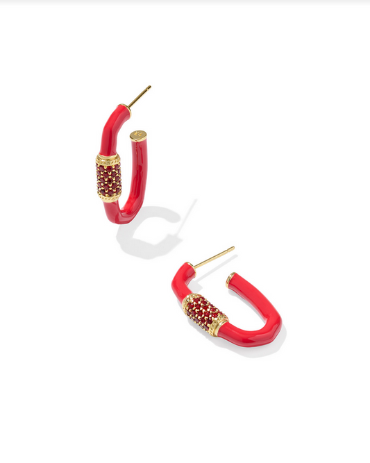 Kendra Scott Emery Enamel Hoop Ear Gold Red Mix